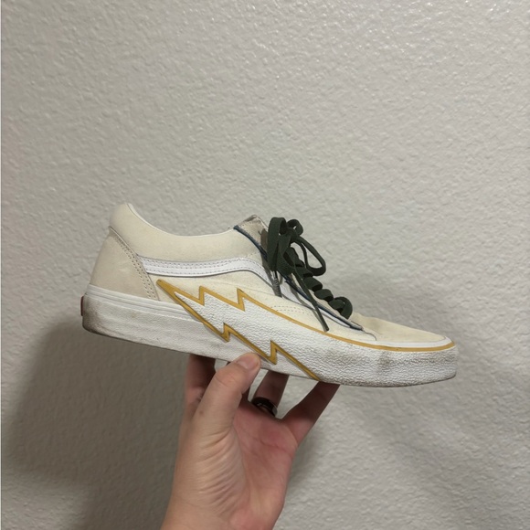Vans Other - Vans Off-White Sneaker with Yellow Lightning Accent and Dark Green Laces